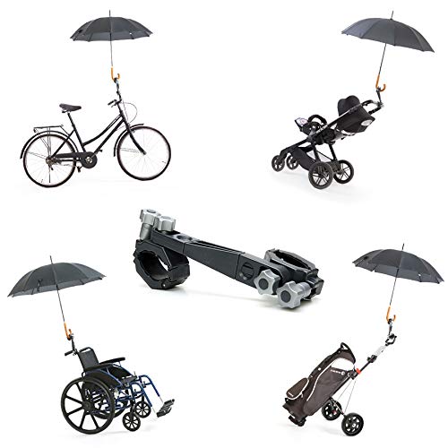 Porta paraguas con accesorio sombrilla de Jicaclick | Sujeta paraguas y sombrilla para carrito de bebé/Universal y Desmontable (XL)