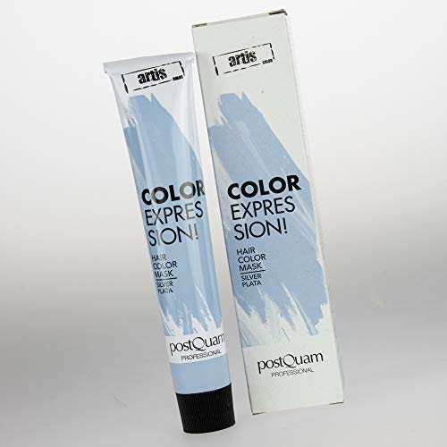 PostQuam - Mascarilla Color Expression, Tinte temporal de pelo - Color Plata - Pack de 3 unidades - 60 gr