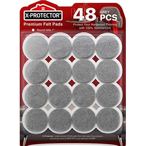 Protectores de Piso X-PROTECTOR Gris 48 PCS - Almohadillas de Fieltro para las Patas de las Sillas - Almohadillas de Fieltro para los Pies de los Muebles - Enormes Cantidades de Protectores de Piso