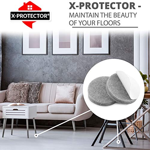 Protectores de Piso X-PROTECTOR Gris 48 PCS - Almohadillas de Fieltro para las Patas de las Sillas - Almohadillas de Fieltro para los Pies de los Muebles - Enormes Cantidades de Protectores de Piso