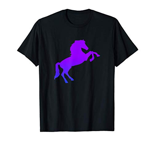 Púrpura y azul saltando caballo gráfico Camiseta