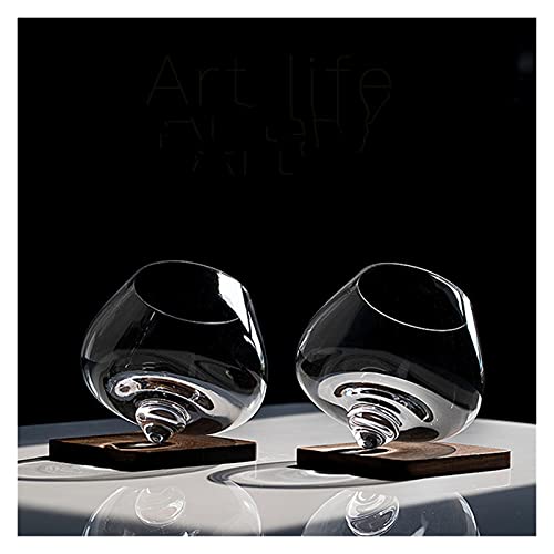 QJTZ 1 unids Rocking Whisky Crystal Glass Cinón Roly-Poly Vino Copa Vacador Liquor Cognac Martell XO Whisky Brandy Snifter 0528 (Capacity : 435ml, Color : Rotating Glass)