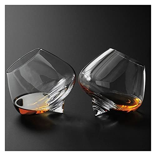 QJTZ 1 unids Rocking Whisky Crystal Glass Cinón Roly-Poly Vino Copa Vacador Liquor Cognac Martell XO Whisky Brandy Snifter 0528 (Capacity : 435ml, Color : Rotating Glass)