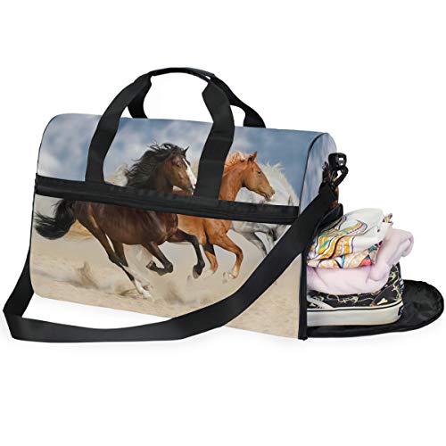 QMIN Bolsa de viaje de viaje con diseño de caballo africano para correr con animales, bolsa de mano grande, mochila ligera con cremallera, con correa para mujeres, hombres, niñas y niños
