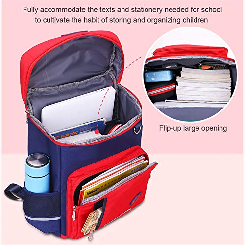 QULONG Morral De La Escuela, Bolso De Escuela Resistente Al Agua Tamaño Poliéster Mochila Jardín De Infancia Y La Escuela Primaria con Bandas Reflectantes para Niños Y Niñas,Azul,m: 28 * 15 * 38cm