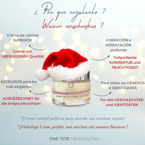 Radiant Multi Corrective Cream - Crema facial natural. Multifunción. Ácido Hialurónico, Vitamina E y extractos botánicos. Antiarrugas, antiedad y correctora. Vegano, cruelty free y gender-inclusive.
