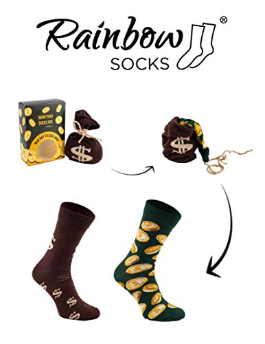 Rainbow Socks - Hombre Mujer Divertidos Calcetines Bolsas Con Dinero - 1 Par - Talla 41-46