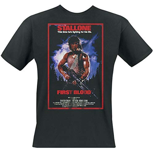 Rambo - Primera Sangre Poster - Oficial para Hombre Camiseta - Negro, M