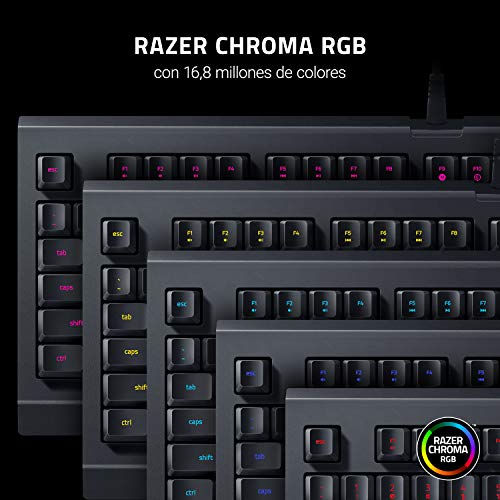 Razer Cynosa Lite - Teclado de juegos tipo Membrana, Gaming, con interruptores de suspensión completa, totalmente programable, vistas cromadas RGB, ES Layout