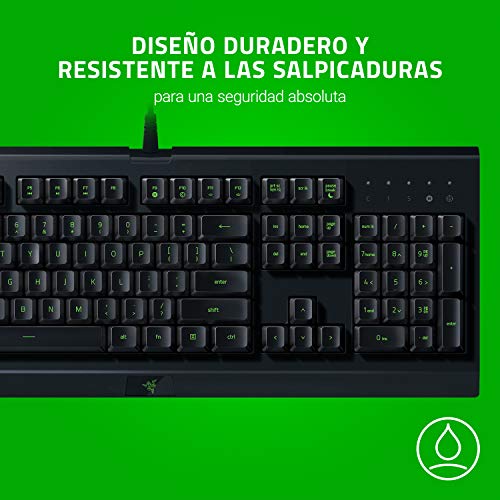 Razer Cynosa Lite - Teclado de juegos tipo Membrana, Gaming, con interruptores de suspensión completa, totalmente programable, vistas cromadas RGB, ES Layout