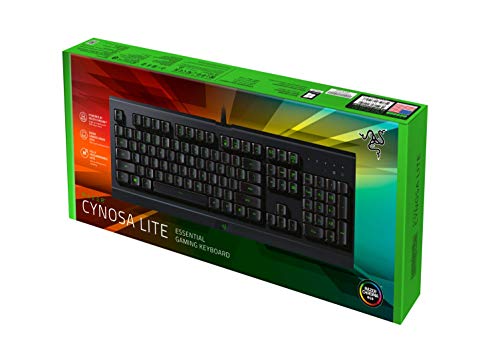 Razer Cynosa Lite - Teclado Gaming Esencial con iluminación Razer Chroma con LED RGB, USB, Teclas de Membrana, UK /US Layout, Negro