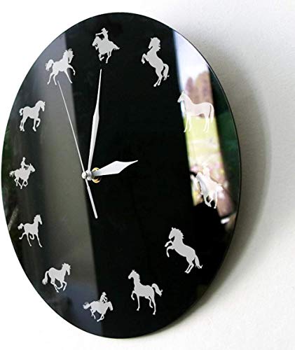 Reloj de pared Wild And Free Running Horse Animal Decoración de pared Reloj Cowboy Horse Rider Reloj de pared decorativo Diseño minimalista Reloj de pared de caballo Oficina en casa Decoración extraíb