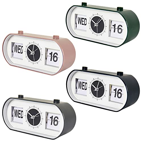 Reloj Despertador Retro Giratorio Flip Clock |Reloj Despertador Analógico Retro con Día del Mes y de la Semana en inglés Decoración del Hogar