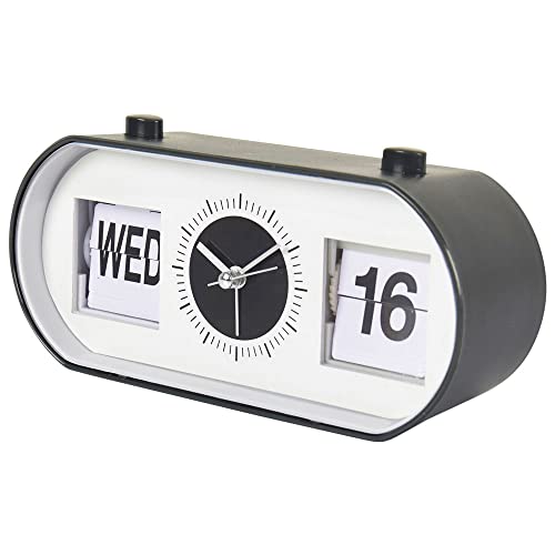 Reloj Despertador Retro Giratorio Flip Clock |Reloj Despertador Analógico Retro con Día del Mes y de la Semana en inglés Decoración del Hogar