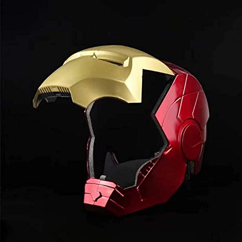 Ricnoc Casco Electrónico de Iron Man de Los Vengadores de Marvel Legends Máscaras Luminosos,ABS Cascos de Halloween Cosplay Película Deluxe Edition,Red,55 Cm