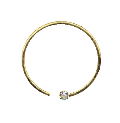 Ringe Clicker 585 auténtico oro con diamante auténtico Piercing para el cuerpo de la nariz, anillo de oro 585 con clicker Tamaño: 0,6 x 10 x 1,4 mm, íntimo, tragus, hélix, septum, moderno, exclusivo