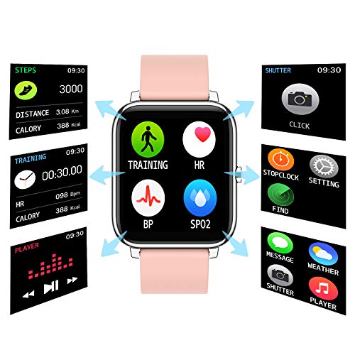 Rinsmola Smartwatch, Reloj Inteligente Mujer de Pantalla Táctil, Pulsera Actividad Inteligente con Pulsómetro, Monitor de Sueño, Reloj Digital Calorías Podómetro Impermeable IP67 para Android e iOS