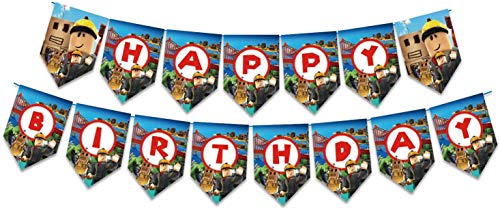 Roblox Decoración para Fiestas de Cumpleaños con Globos Banderín Feliz Cumpleaños Tarjetas de Tarta Adornos de Casa para Fiestas Fiesta Temática Roblox Dibujos Animados para Niños Adultos Fans