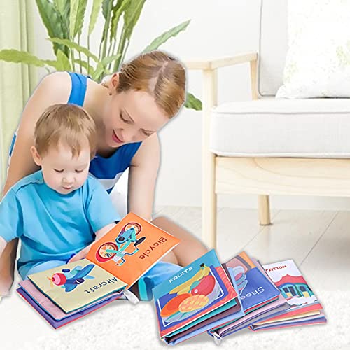Ruixi 8 packSoft Juguetes para bebé, libros para tocar y sentir, libros arrugados para bebés, niños y niños pequeños, desarrollo temprano interactivo en el coche, juguetes para niños y niñas