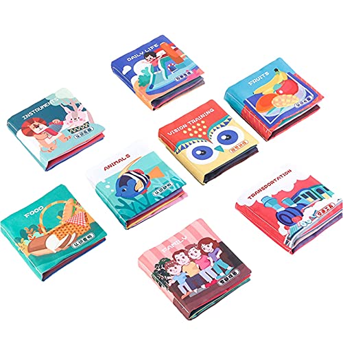 Ruixi 8 packSoft Juguetes para bebé, libros para tocar y sentir, libros arrugados para bebés, niños y niños pequeños, desarrollo temprano interactivo en el coche, juguetes para niños y niñas