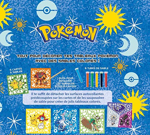 Sables colorés Pokémon: Avec 6 cartes à sabler, 1 outil pour détacher les surfaces autocollantes, 6 tubes de sable