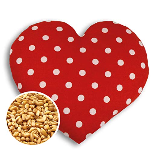 SACO TÉRMICO Leschi de semillas para microondas/para el dolor de estómago/Corazón, grande, rojo con lunares