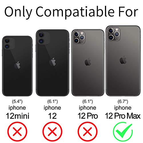 SAMCASE Funda con Cuerda para iPhone 12 Pro MAX 6.7'', Carcasa Transparente TPU Suave Silicona Case con Correa Colgante Ajustable Collar Correa de Cuello Cadena Cordón - Negro