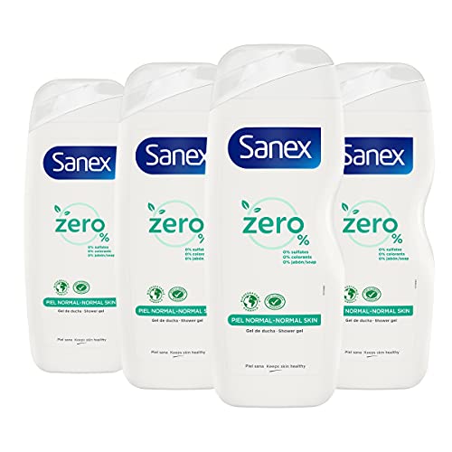 Sanex Zero% Piel Normal,gel De Ducha O Baño, Hidratante, Pack 4 X 600ml, 2400 Mililitro