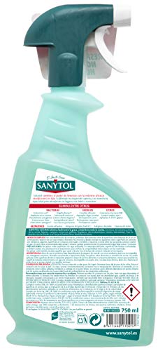 Sanytol - Limpiador Desinfectante Desengrasante Cocinas, Elimina Bacterias, Hongos y Virus Sin Lejía, Perfume Limón- Pack de 4 x 750 ML = 3L