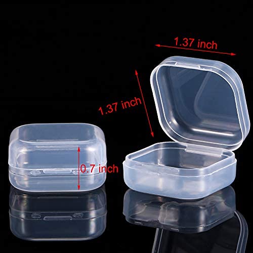 SATINIOR 12 Pack Caja Contenedor de Plástico Transparente con Tapa con Bisagra para Abalorios y Más (1,37 x 1,37 x 0,7 Pulgadas)