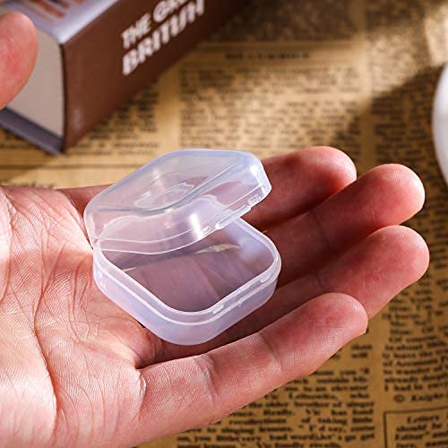 SATINIOR 12 Pack Caja Contenedor de Plástico Transparente con Tapa con Bisagra para Abalorios y Más (1,37 x 1,37 x 0,7 Pulgadas)