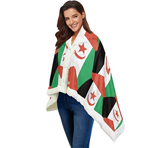 SD3DPrint Manta de la bandera árabe del Sáhara Occidental, cierre de botón, manta de envoltura de chales