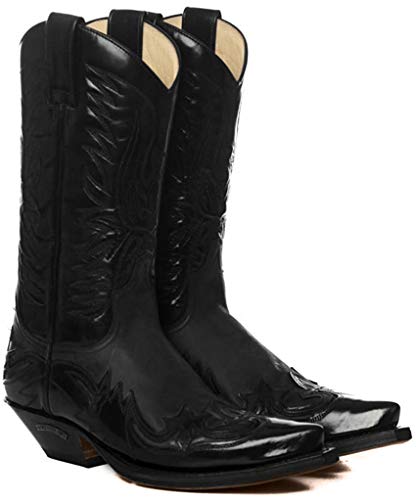 Sendra Boots Bota Western 3241 CUERVO FLORA/SPRINTER (44 EU, NEGRO/NEGRO)