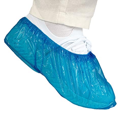 SF - Cubrezapatos desechables de PE 100 unidades, impermeables, material CPE, color azul