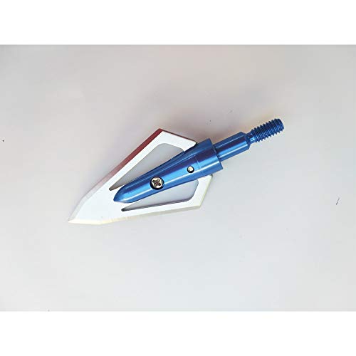 SHARROW 12pcs Puntas de Flechas 2 Hojas Cuchillas Agudas Broadhead 100 Grains con Caja para Flechas de Ballesta Pernos Flechas de Carbono (Azul)