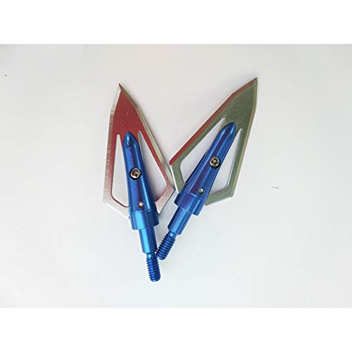 SHARROW 12pcs Puntas de Flechas 2 Hojas Cuchillas Agudas Broadhead 100 Grains con Caja para Flechas de Ballesta Pernos Flechas de Carbono (Azul)