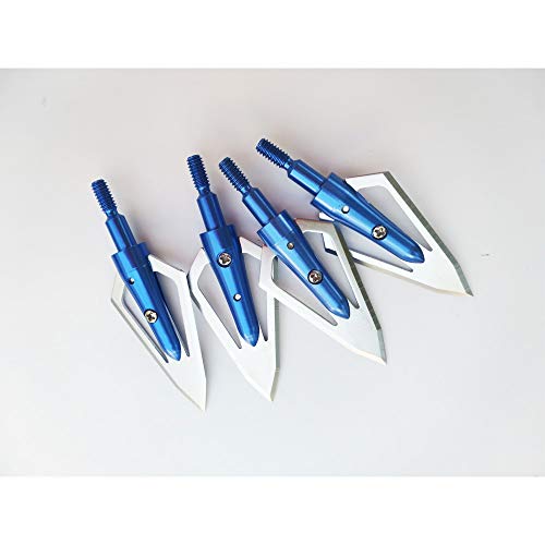 SHARROW 12pcs Puntas de Flechas 2 Hojas Cuchillas Agudas Broadhead 100 Grains con Caja para Flechas de Ballesta Pernos Flechas de Carbono (Azul)
