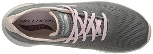 Skechers Arch Fit, Zapatillas Mujer, Gris (Gray Knit Mesh/Pink Trim Gypk), 41 EU