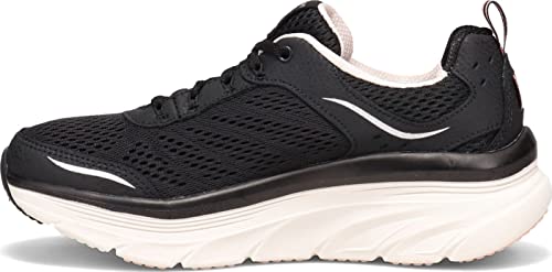 Skechers D'lux Walker, Zapatillas Bajas Mujer, Negro (Black Leather/Mesh/Pink Trim Bkpk), 38 EU