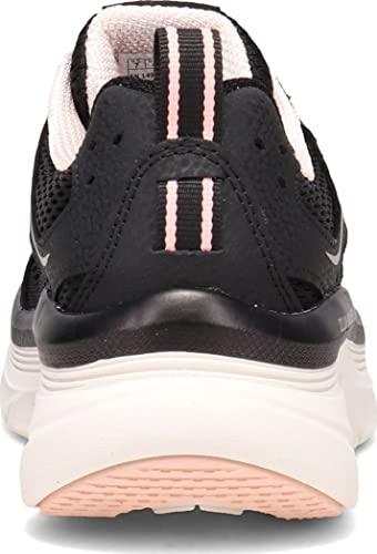 Skechers D'lux Walker, Zapatillas Bajas Mujer, Negro (Black Leather/Mesh/Pink Trim Bkpk), 38 EU