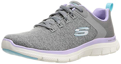 Skechers Flex Appeal 4.0 Brilliant View, Zapatillas Mujer, Gris (Gray/Lavender), 36 EU