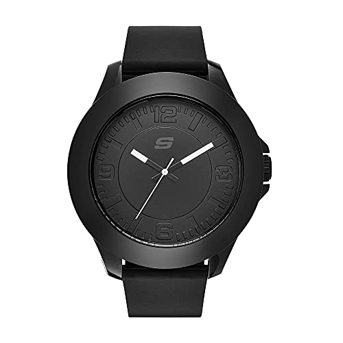 Skechers Rosencrans Reloj cronógrafo digital de 46 mm con correa de silicona y caja de plástico, color negro