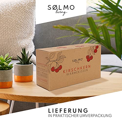 sølmo I Cojín grande de huesos de cereza para calentar los riñones, para microondas, 50 x 20 cm – Cojín reconfortante de calor y frío I Bolsa de agua caliente natural para espalda, beis (Sahara Dust)