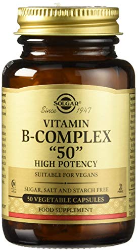 Solgar | Vitamina B-Complex "50" Alta potencia | Metabolismo energético y Rendimiento Intelectual |Reduce el cansancio y la fatiga | 50 Cápsulas vegetales