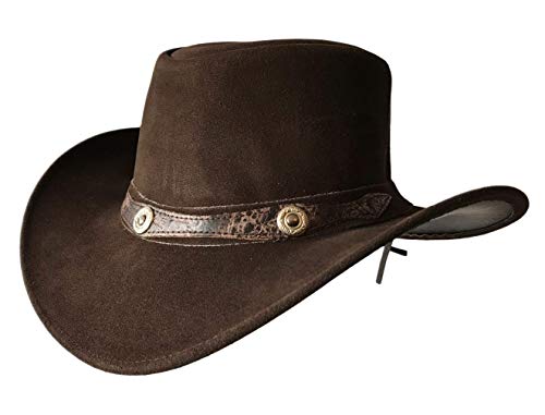 Sombrero de Estilo Vaquero Australiano de ala Ancha de Estilo para Hombre (Marron, XXL)