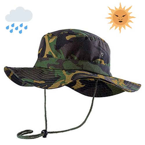 Sombrero Pescador Militar – Gorro Camuflaje Hombre – Gorra Mujer Pesca – Protección Solar Cara – Explorador Golf Ejercito Caza Senderismo