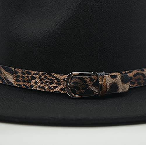 Sombreros Panamá de las mujeres Sombreros de Fedora de ala ancha con hebilla de cinturón de leopardo