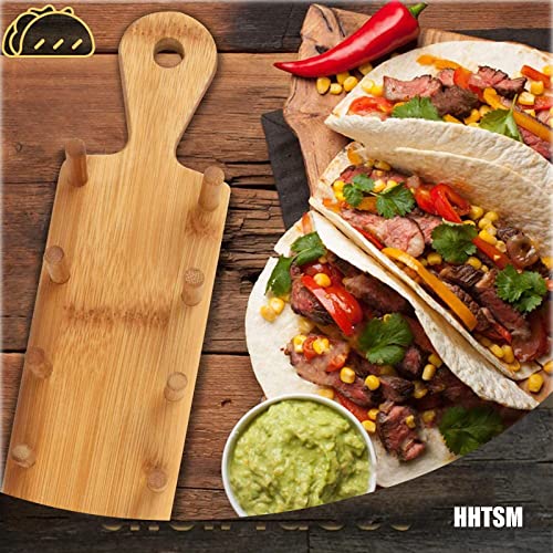 Soporte para Tacos, Madera de Bambú Natural Mexicanos Bandejas Porta Soporte Tacos, Bandejas para Tacos para Duros o Blandos Tacos Mexicanos Burritos Sandwiches