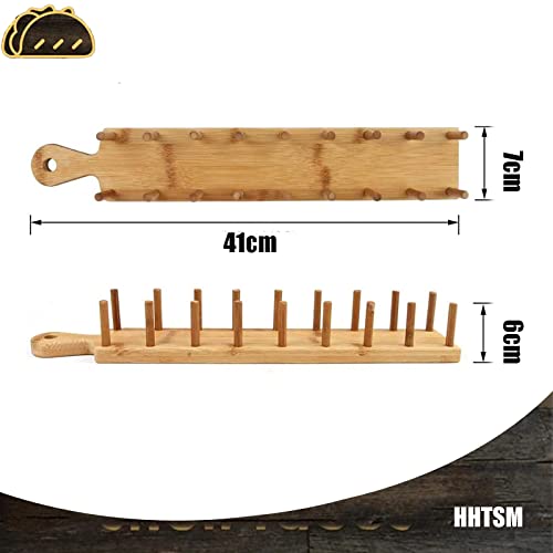 Soporte para Tacos, Madera de Bambú Natural Mexicanos Bandejas Porta Soporte Tacos, Bandejas para Tacos para Duros o Blandos Tacos Mexicanos Burritos Sandwiches