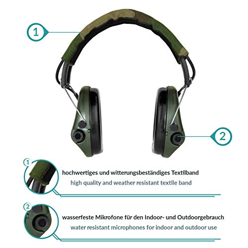 Sordin Supreme PRO X SOR75302-X - Protectores auditivos electrónicos, diseño de camuflaje, color verde